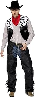 Smiffy's Men's Cowboy Leather Costume with Chaps Waistcoat Belt and Neckerchief