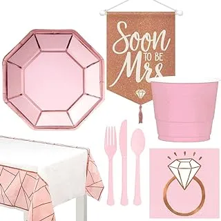 Party Centre Future Mrs Premium Tableware Party Supplies for 8 Guests, Includes Decoration and Tablecover