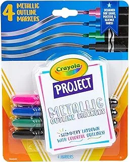 Crayola Metallic Outline Markers, Assorted Colors, Art Supplies, 4 Count