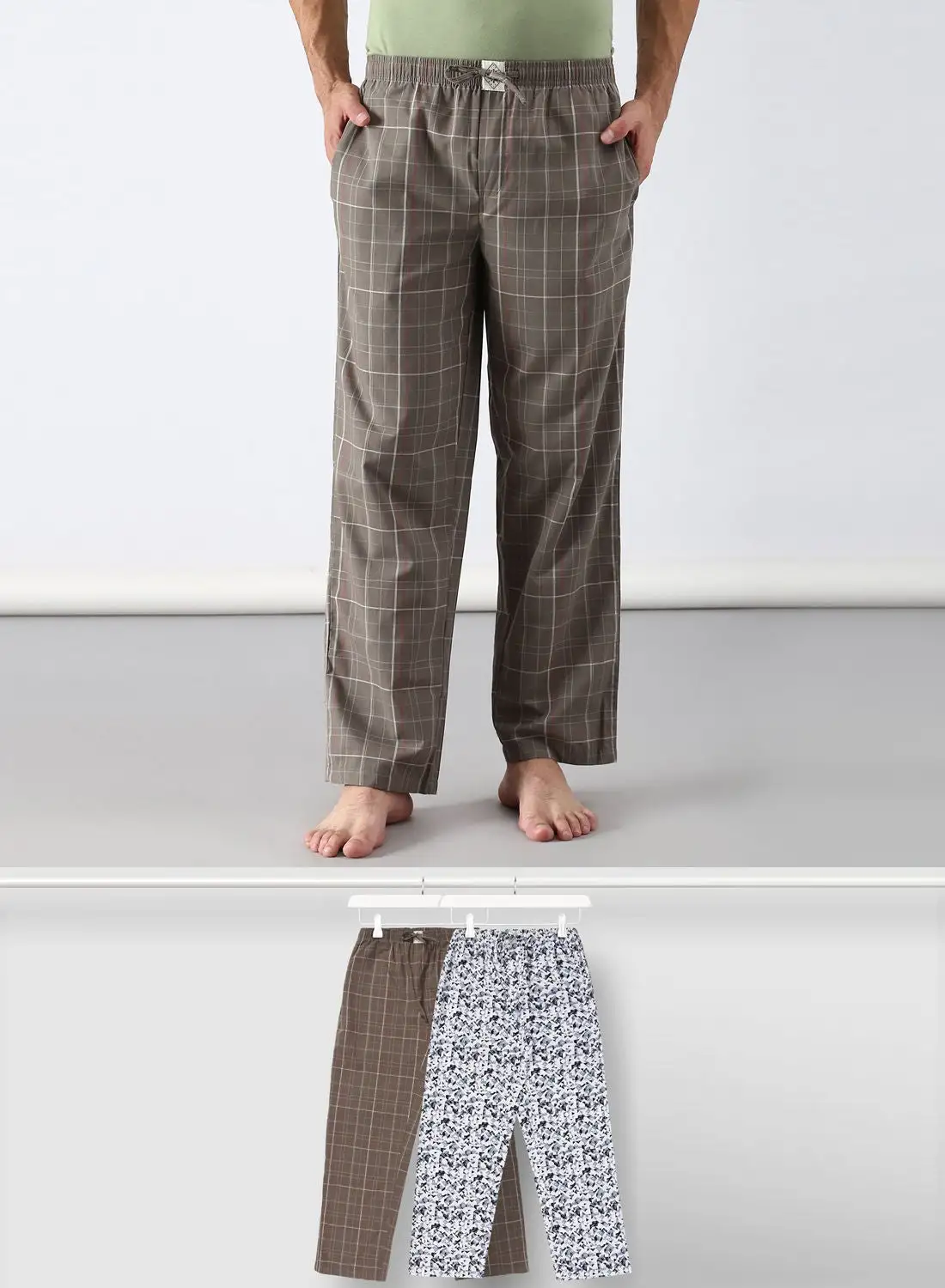 ABOF 2 Pack Lounge Pants Sets Blue/Brown/White