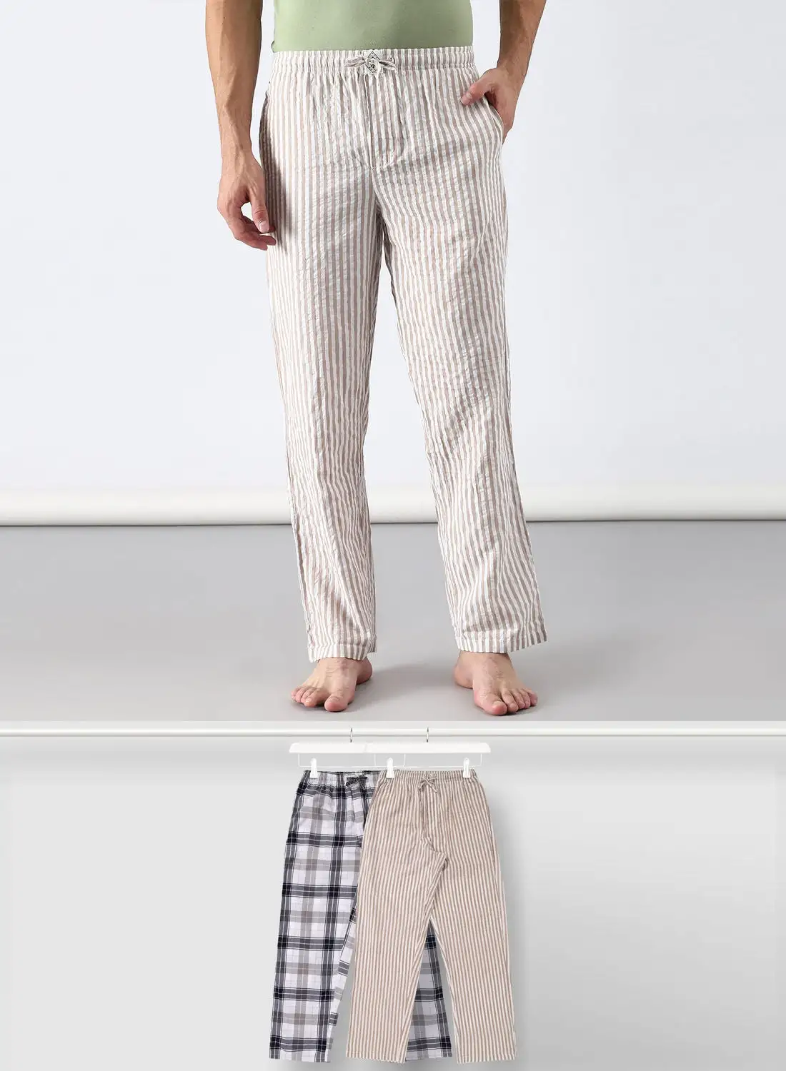 ABOF 2 Pack Lounge Pants Set أزرق / بيج