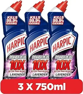 Harpic Lavender Power Plus 10X Most Powerful Toilet Cleaner, 750ml (Pack of 3)