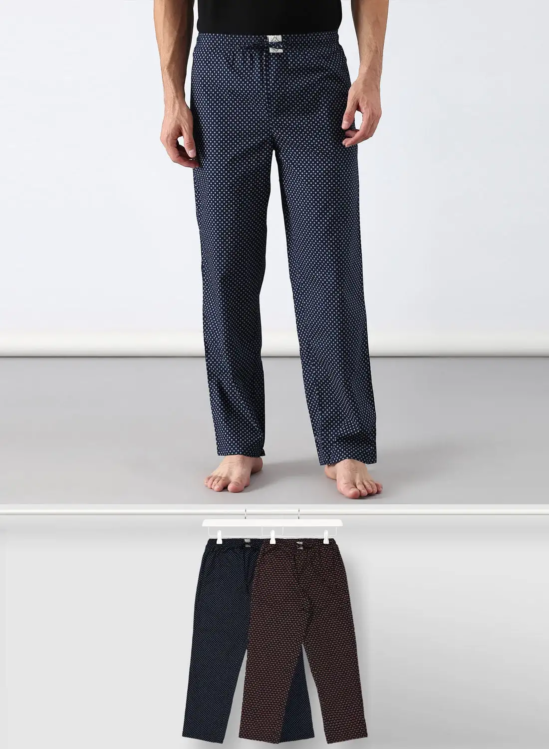 ABOF 2 Pack Lounge Pants Set بني / أزرق