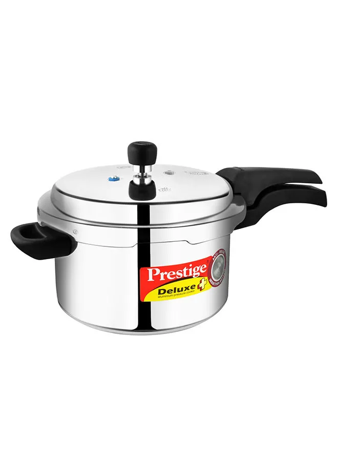 Prestige Deluxe Popular Pressure Cooker 5 Ltr Aluminium Pressure Cooker With Lid Precision Weight Valve Silver 5Liters