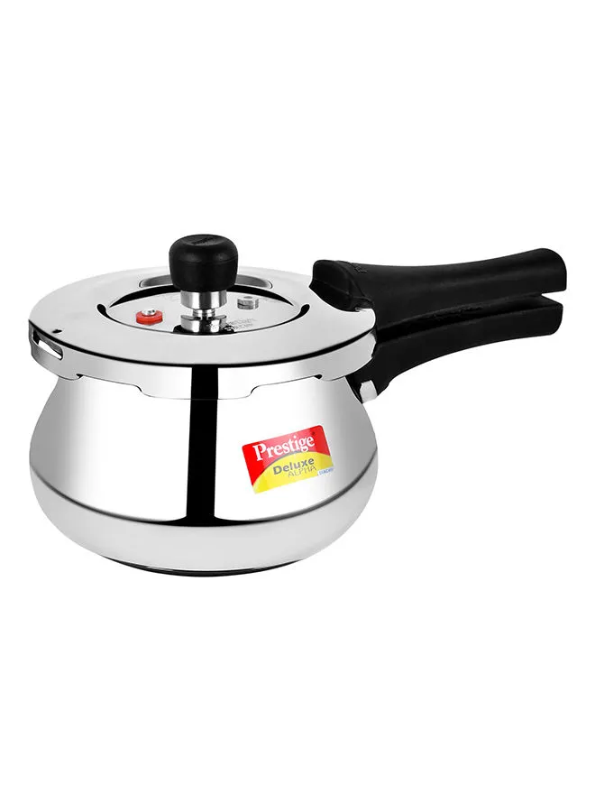 Prestige Stainless Steel Pressure Cooker Deluxe Alpha Svachh Baby Handi With Lid Black/Silver 2Liters