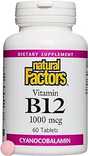 Natural Factors Vitamin B12 Cyanocobalamin 1000 mcg, 60 Tablets