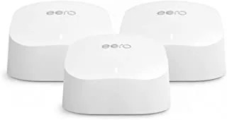 موجه Amazon eero 6 شبكة Wi-Fi 6 مزدوج النطاق | مع محور المنزل الذكي Zigbee المدمج | 3 عبوات