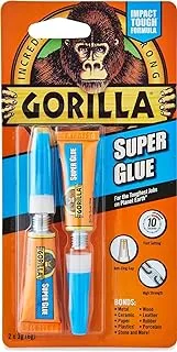 Gorilla Super Glue, Clear , 3g tube 2 pack ,7800101