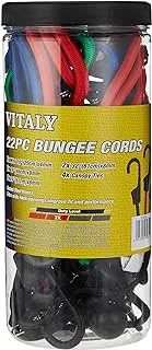 Vitaly Bungee Cords, 22 Pieces - Multi Colored