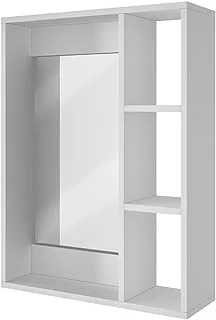 BRV MÓVEIS MDP 15mm/Glass Bathroom Cabinet, BBN 03-06, White, H 36 x W 7 x D 72 cm