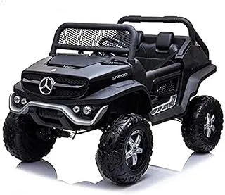 Dorsa Mercedes Benz Ride On Car, Black Unimog Jeep-Black, L