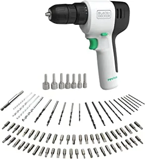 BLACK+DECKER Reviva Cordless Drill Kit 12V with 80 PC Accessories REVDD12A80-GB