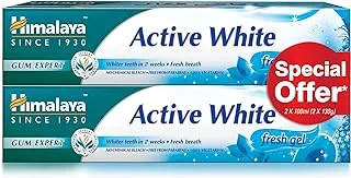 Himalaya Since 1930 Active White Herbal Toothpaste Gently Removes Stains Giving Whiter & Sparkling Teeth -2 X 100ml