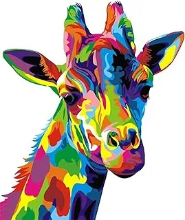 Mumoobear Diy Oil Painting Paint By Numbers Kit For Adults Beginner, Colorful Animals Painting On Canvas 16X20Inch Without Frame- Colorful Giraffe