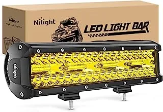 Nilight - 18033C-A 12 Inch 240W Amber Lights Triple Row Spot & Flood Combo 30000LM Bar Driving Boat Led Off Road Lights for Trucks, 2 Years Warranty