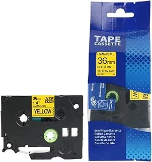 SKY 36 mm x 8 meter Compatible TZe Label Tape Cartridge for P-Touch Label Printers… (Black on Yellow)