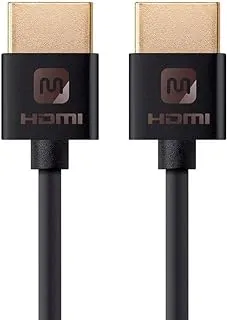 Monoprice HDMI High Speed Cable - 4 Feet - Black, 4K@60Hz, HDR, 10.2 Gbps, 36AWG, YUV 4:2:0 - Ultra Slim Series