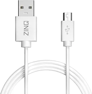 Zinq Technologies Super Durable Micro to USB 2.0 Round Cable with High Speed Charging, Quick Data Sync and PVC Connectors for All USB Powered Devices (White)