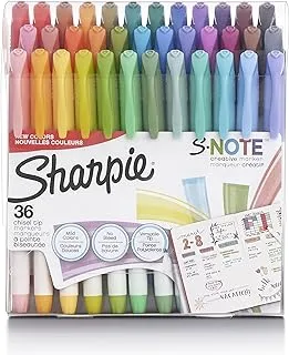 SHARPIE S-Note Creative Markers, Highlighters, Assorted Colors, Chisel Tip, 36 Count