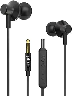 pTron Pride Lite HBE (High Bass Earphones) in Ear Wired Earphones with Mic, 10mm Powerful Driver for Stereo Audio, Noise Cancelling Headset with 1.2m Tangle-Free Cable & 3.5mm Aux - (Black)