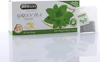 Hemani Green Tea 20 Bags - 100% Natural Mint Green Tea for Weight Loss, Detox & Immunity - Green Tea Bag (50gm)