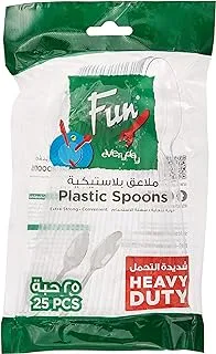 Fun® Heavy-Duty Plastic Dinner Spoon Set -Transparent Plain Pattern Cutlery, Mirror Polished, Ergonomic Handle | Plastic Material | Perfect for Home, Hotel & More (Pack of 25)