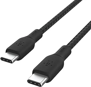 Belkin USB Type C to C Cable, 100W Power Delivery USB-IF Certified 2.0 USB C Charger Cable with Double Braided Nylon Exterior for iPhone 15, iPad, MacBook, Samsung Galaxy, Pixel and More -3 m, black