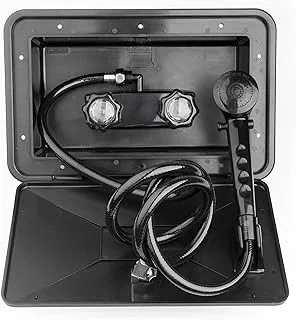 Dura Faucet DF-SA170-BK RV Weatherproof Exterior Shower Box Kit - Lock and Key (Black)