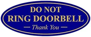 All Quality Oval DO NOT Ring DOORBELL Thank You Sign - Blue/Gold Small