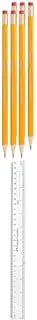 Faber-Castell Bonanza Graphite Pencil Hb With Eraser Tip Box Of 12Pc & Plastic Slim Ruler, 12-Inch Length, Clear