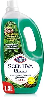 Clorox Scentiva Disinfectant Floor Cleaner 1.5L, Mediterranean Pine Forest, Kills 99.9% of Viruses and Bacteria, Bleach Free