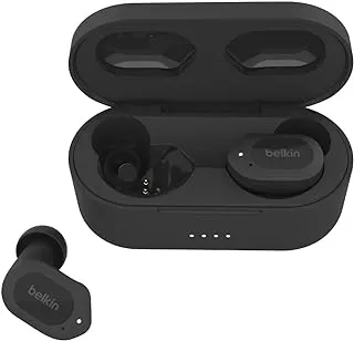 Belkin AUC005 (S/M/L) SOUNDFORM Play True Wireless Earbuds, Earphones with 3 EQ Presets, IPX5 Sweat and Water Resistant, 38 Hours Time for iPhone, Galaxy, Pixel More Black