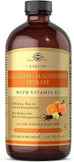 Solgar - Liquid Calcium Magnesium Citrate with Vitamin D3 - Natural Orange-Vanilla Flavor 16 oz