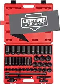 43-Piece Sunex 1/2-Inch Drive Master Impact Socket Set, SAE 3/8-Inch to 1-1/2-Inch, Cr-Mo Steel, Heavy Duty Case