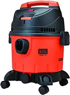 Black+Decker 1400W 15 Liter Wet And Dry Tank Drum Vacuum Cleaner Orange/Black Wdbd15-B5