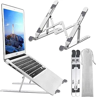 Kemladio Silver Laptop Stand Laptop Holder Riser Computer Stand Adjustable Aluminum Ergonomic Foldable Portable Notebook Stand Compatible with Macbook Air Pro IpadMore 10-15.6