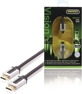 كابل HDMI PROV1203 عالي السرعة من Profigold مع اتصال إيثرنت بوصلة (3 متر) ، أسود