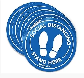 Charmcollection floor stickers social distancing pixelverse design 11 circle decal sticker safety distance for grocery stores, hospitals 6 pack please stand here feet apart