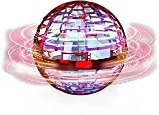 Flying Ball Toys【2021 Upgraded】Globe Shape Magic Controller Mini Drone Flying Toy, Built-in RGB Lights Spinner 360° Rotating Spinning UFO Safe for Kids Adults Magic Flying Toys Outdoor Indoor (Red)