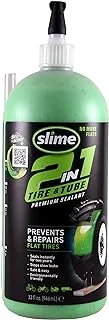 Slime 10194 Tire and Tube Sealant, Puncture Repair, 2-in-1, Prevent and Repair Flat Tires, for ATVs, UTVs, Lawn Mowers, Tractors, Trailers, Eco-Friendly, 32oz bottle