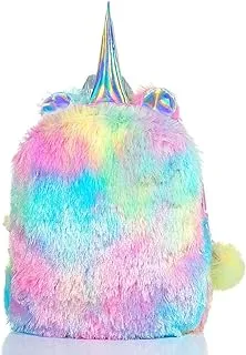 Mumoo Bear Fluffy Unicorn Backpack, MumooBear Cute Plush Unicorn Backpack,Fluffy Mini Unicorn Backpack Bags for Girls Kids Travel Plush Rainbow Schoolbag - Multi Color