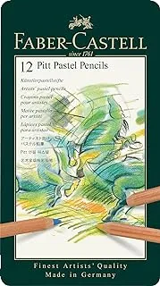 Faber-Castel FC112112 Pitt Pastel Pencils in A Metal Tin (12 Pack), Assorted