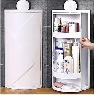 MICROWAVE OVEN RACK Bathroom Corner Shelf 3 Tier Shower Storage Multi-Function 360 Rotating Shelf Bathroom Kitchen Storage Rack, Free Punching Suction Wall, for Kitchen Bathroom