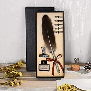 COOLBABY Vintage Feather Quill Dip Pen Writing Ink Set Perfect for Signning Handwriting School Office Stationery Gift Excellent Wedding Souvenir