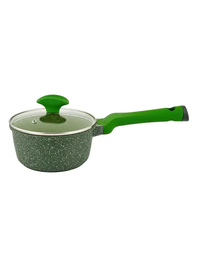 Prestige Granite Non-Stick Aluminium Sauce Pan With Lid Green/Clear 16cm