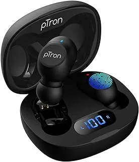 سماعات رأس pTron Bassbuds Pro (جديدة) داخل الأذن لاسلكية حقيقية تعمل بتقنية البلوتوث 5.1 مع جهير عميق ، وسادات أذن TWS للألعاب ذات زمن انتقال منخفض ، والتحكم باللمس ، ومقاومة الماء / العرق IPX4 وسماعات مع ميكروفون مدمج (أسود)
