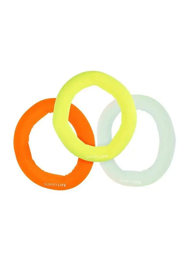 Sunnylife Catch Me Dive Rings Neon  Multi Set of 3 S1VRINNE