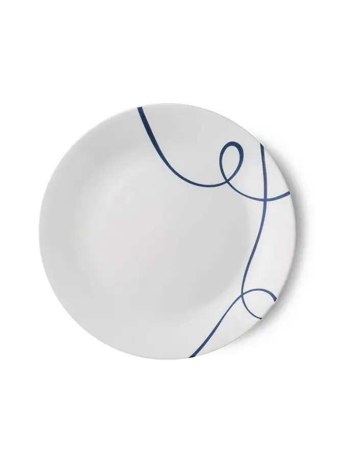 Corelle Corelle Lia 21.6 Luncheon Plate White W/Blue Splash Swirl Across (1) Plate