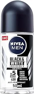 NIVEA MEN Antiperspirant Roll-on for Men, Black & White Invisible Protection Original, 50ml