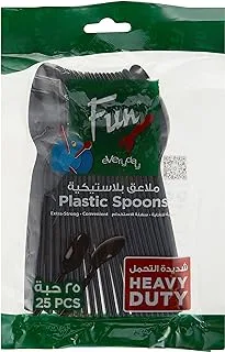 Fun® Heavy-Duty Plastic Dinner Spoon Set - Plain Pattern Cutlery, Mirror Polished, Ergonomic Handle | Plastic Material | Perfect for Home, Hotel & More (Pack of 25)